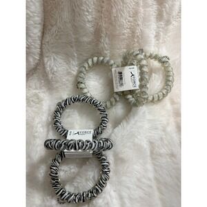 TELETIES Spiral Hair Ties 6 Pack Zebra and Grey Hound No Rip Coils